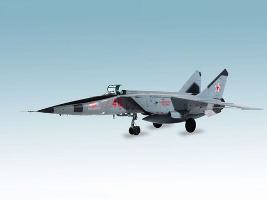 Prefab model 1/48 aircraft MiG-25 RBT, Soviet reconnaissance aircraft ICM 48901