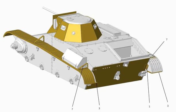 Фототравлення 1/72 надгусеничні полки для моделі збірної танка Т-60. ACE PE7269, Немає в наявності