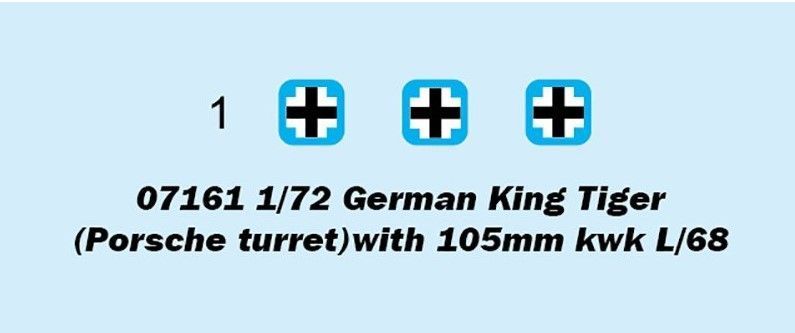 Сборная модель 1:72 немецкий танк King Tiger (башня Porsche) пушка105 kwk L/68 Trumpeter 07161