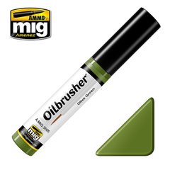 Oil paint with built-in applicator brush OILBRUSHER Olive-green Ammo Mig 3505