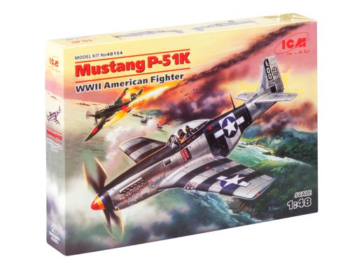 Prefab model 1/48 plane Mustang R-51K, American fighter of World War 2 ICM 48154