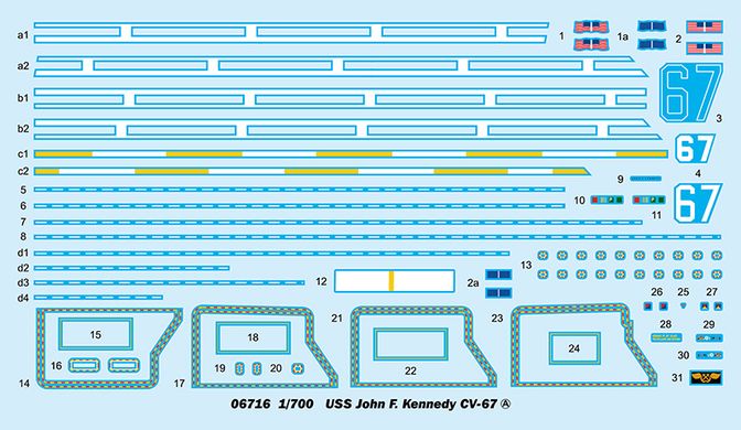 Збірна модель 1/700 авіаносець ВМС США USS John F. Kennedy CV-67 Trumpeter 06716