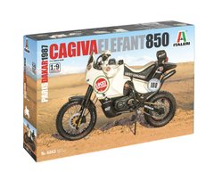 Сборная модель 1/9 мотоцикл Cagiva Elefant 850 Paris-Dakar 1987 года Italeri 4643