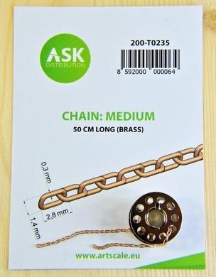 Ланцюжок середній - 50 см (латунь) Chain: Medium - 50 cm long (brass) Art Scale Kit ASK-200-T0235, В наявності