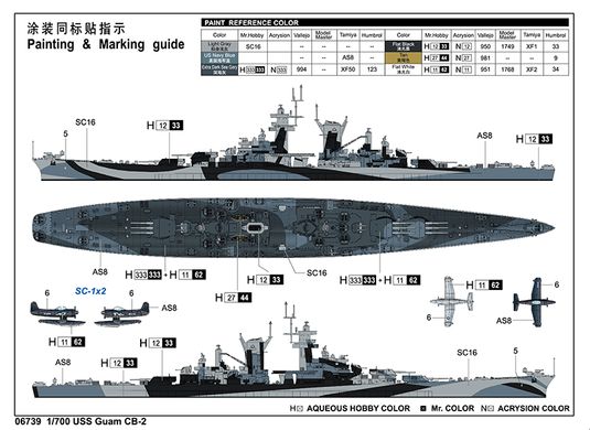 Сборная модель 1/700 броненосец USS Guam CB-2 Trumpeter 06739