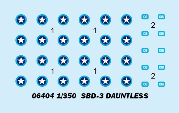 Assembly model 1:350 aircraft SBD-3 DAUNTLESS (Pre-painted) Trumpeter 06404