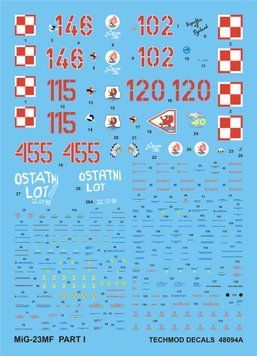 Декалі 1:48 для MiG-23MF Techmod 48094
