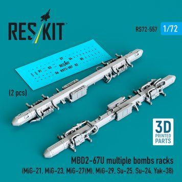 Scale model 1:72 multiple bomb racks MBD2-67U Reskit RS72-0557