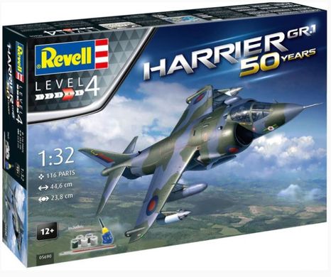 Assembled model 1/32 aircraft Harrier GR.1 50 Years Revell 05690