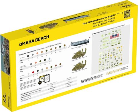 Omaha Beach Heller 50332 1/72 scale model and tank with landing craft