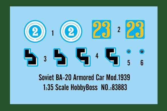 Збірна модель 1:35 бронеавтомобіль БА-20 мод.1939 Hobby Boss 83883
