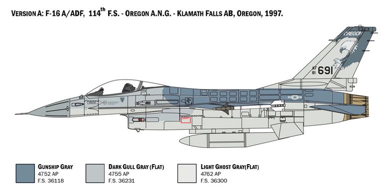 Сборная модель 1/48 реактивный самолет Lockheed Martin F-16 A Fighting Falcon Italeri 2786