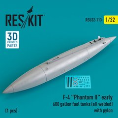 Масштабная модель 1/32 F-4 "Phantom II" ранние 600 галлонов топливные баки (все сварные) с пилоном 1 шт Reskit RSU32-0113, В наличии