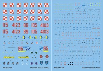 Decals 1:48 for Mig 29A/G/UB Techmod 48119