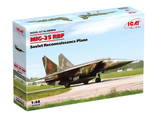 Assembled model 1/48 aircraft MiG-25 RBF, Soviet reconnaissance aircraft ICM 48904