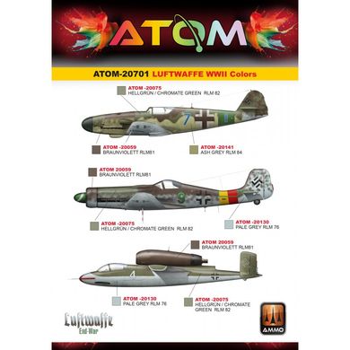 ATOM Luftwaffe WWII Colors Set Ammo Mig 20701 acrylic paint set
