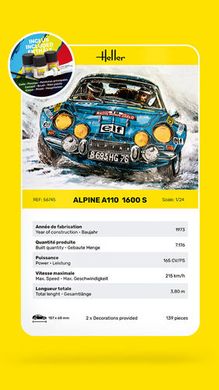 Prefab model 1/24 car Alpine A110 1600 S Starter kit Heller 56745