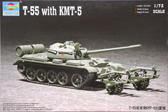 Assembled model 1/72 tank T-55 with KMT-5 Trumpeter 07283