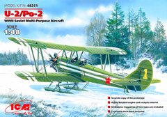 Assembled model 1/48 aircraft U-2/Po-2, Soviet multi-role aircraft of World War 2 ICM 48251
