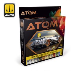 Set of acrylic paints ATOM Metallic Colors Set Ammo Mig 20702