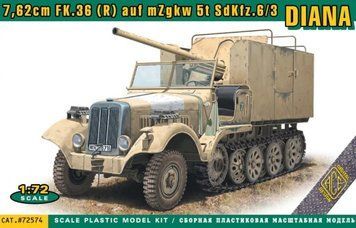 Збірна модель 1:72 німецька САУ Діана 76-мм FK.36 (R) auf mZgkw 5t "Diana" ACE 72574