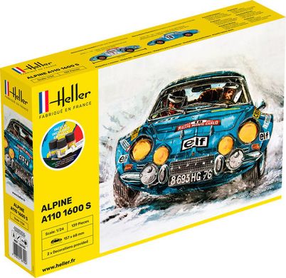 Prefab model 1/24 car Alpine A110 1600 S Starter kit Heller 56745