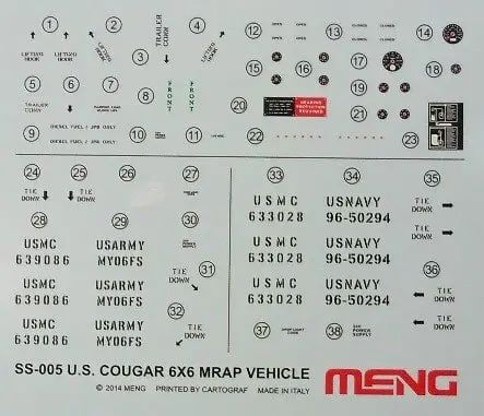 Збірна модель 1/35 легкий колісний бронетранспортер U.S. Cougar 6x6 MRAP Vehicle Meng Model SS005