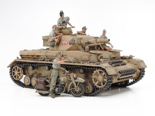 Сборная модель 1/35 немецкий Panzerkampfwagen IV Ausf.F и Motorcycle 'North Africa' Set Tamiya 25208