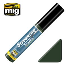 Маркер для імітації потьоків Зелено-сірий Streakingbrusher Green-Grey Grime Ammo Mig 1256