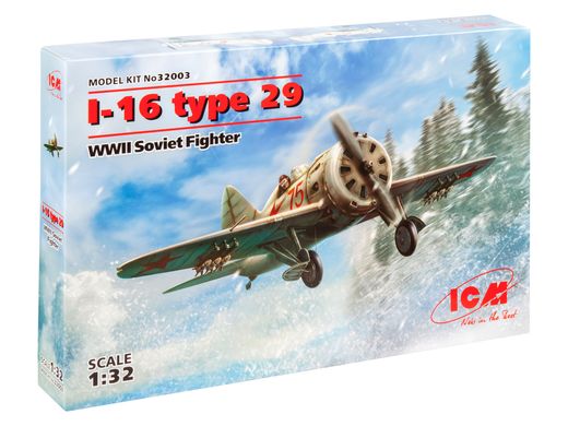Prefab model 1/32 I-16 Type 29 Soviet WW2 fighter ICM 32003