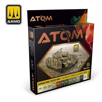 Набір акрилових фарб ATOM Кольори німецьких танків IIСВ German Tank WWII Ammo Mig 20704