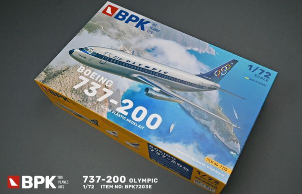 Assembled model 1/72 airplane Boeing 737-200 Olympic BPK 7203