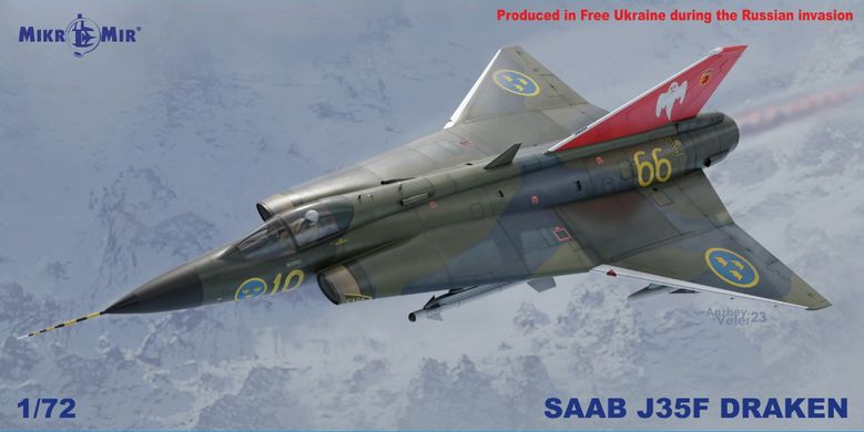 Prefab model 1/72 fighter SAAB J35F Draken Mikromir 72-027