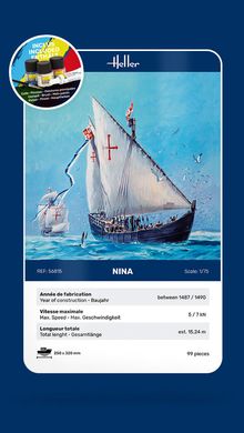 Assembled model 1/75 sailboat Nina - Heller 56815 starter kit