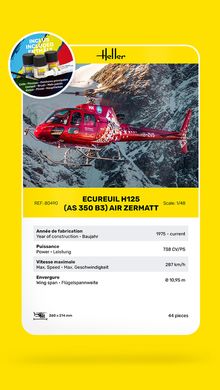 Сборная модель 1/48 спасательный вертолет AS.350 B3 Ecureuil Zermatt Стартовый набор Heller 56490
