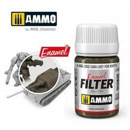 Эмалевый фильтр Темно серый для белого FILTER (Dark Grey for White) Ammo Mig 1502