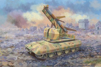 Збірна модель 1/35 зенітний танк Е-100 оснащений ракетою "Дочка Рейну" I Trumpeter 09586