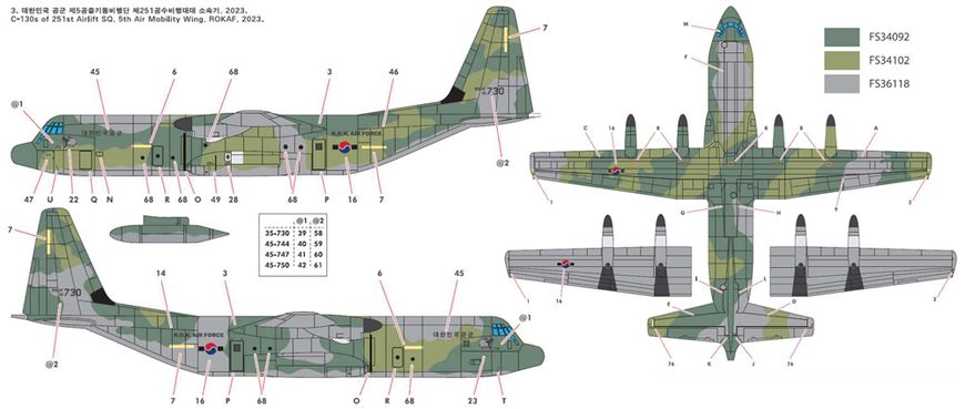 Assembled model 1/144 aircraft C-130 J-30 Super Hercules Academy 12631