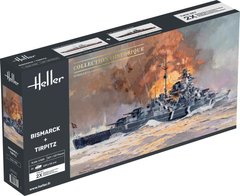 Prefab model 1/400 battleship Collection Historique Bismarck + Tirpitz Twinset Heller 85078