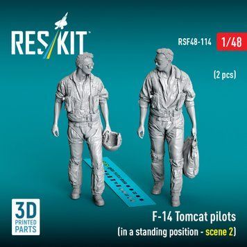 Фигуры 1:48 пилоты F-14 Tomcat (в положении стоя &ndash; сцена 2) (2 шт.) Reskit RSF48-0114