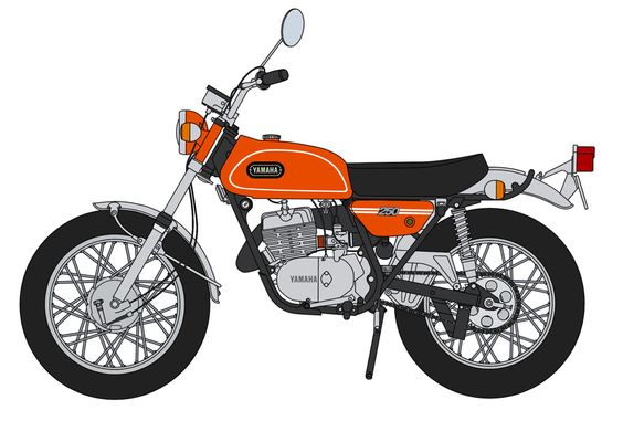 Збірна модель 1/10 мотоцикл Yamaha Enduro DT250 "Mandarin Orange" Hasegawa 52329