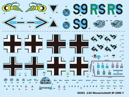 Assembly model 1:32 Messerschmitt Bf 109E-7 Trumpeter 02291