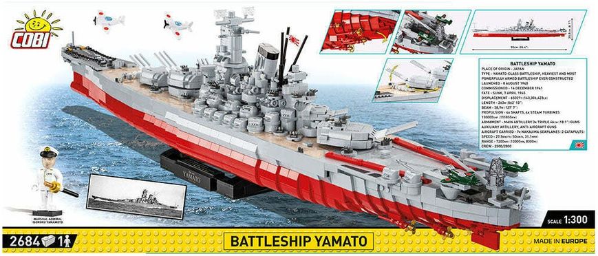 Учебный конструктор Historical Collection - 1/300 Battleship Yamato - Executive Edition COBI 4832