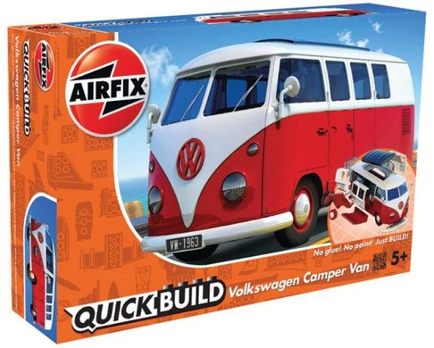 Сборная модель конструктор миероавтобус VW Camper Bully, Red Volkswagen Quickbuild Airfix J6017