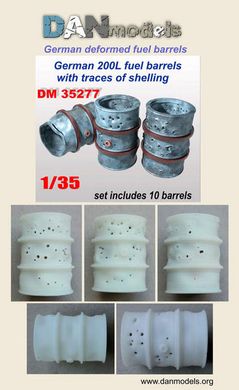 Prefab model 1/35 crushed German 200L barrels, barrels with traces of shelling (set of 10) resin, 3D DAN Models 35277