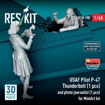 Фигуры 1:48 пилот P-47 Thunderbolt ВВС США (1 шт.) и фотожурналист (1 шт.) для набора MiniArt Reskit RSF48-0108