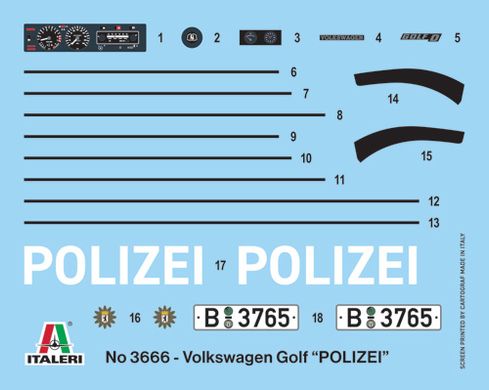 1/24 VW Golf Police Italeri 3666 prefab model