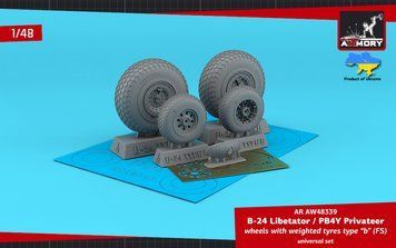 Масштабная модель 1:48 колеса с гружеными шинами типа "b" для B-24 Liberator/PB4Y Privateer Armory AR AW48339