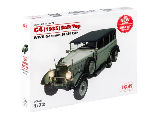 Prefab model 1/72 G4 (produced in 1935) with a soft top, German passenger car of World War 2