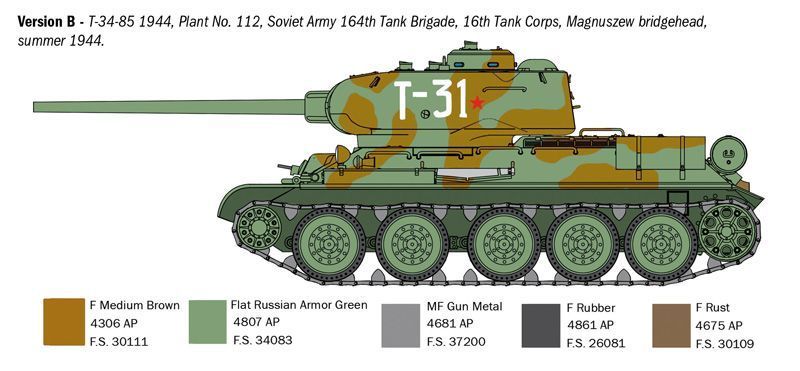 Сборная модель 1:35 танк T34/85 Zavod 112 -1944 Italeri 6758